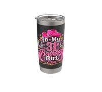 In My 31st Birthday Girl Era Pink Western Cowgirl Party Vaso térmico de acero inoxidable de doble pared