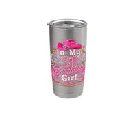 In My 31st Birthday Girl Era Pink Western Cowgirl Party Vaso térmico de acero inoxidable de doble pared