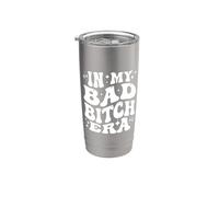 In My Bad Bitch Era Retro Feminist Empowerment Vaso térmico de acero inoxidable de doble pared