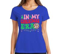 In My Christmas Era Navidad discoteca bola cadena de luces retro mujer camiseta, azul, L