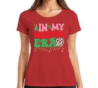 In My Christmas Era Navidad discoteca bola cadena de luces retro mujer camiseta, rojo, M