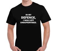 In My Defence Funny Humour Quote Joke tee Round Neck Unisex Tops Men's 100% Cotton Short-Sleeve T-Shirts M