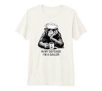 In My Defense I'm a Sailor Chimpancé Diseño Humor Militar Camiseta Premium