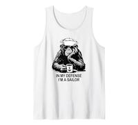 In My Defense I'm a Sailor Chimpancé Diseño Humor Militar Camiseta sin Mangas