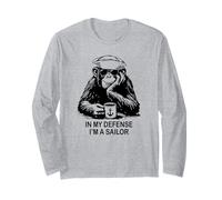 In My Defense I'm a Sailor Chimpancé Diseño Humor Militar Manga Larga