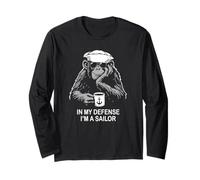 In My Defense I'm a Sailor Chimpancé Diseño Humor Militar Manga Larga