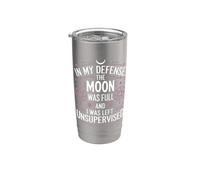 In My Defense The Moon was full Funny Witchcraft Witchcraft Vaso térmico de acero inoxidable de doble pared
