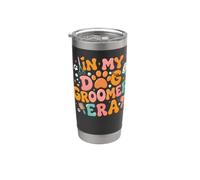 In My Dog Groomer Era Puppy Stylist Peluquería Salón Groovy Vaso térmico de acero inoxidable de doble pared