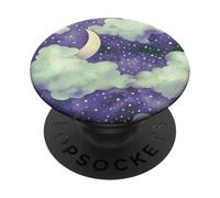 In My Fantasy Era Witchy Green Sage Purple Moon Phases Stars PopSockets PopGrip Adhesivo