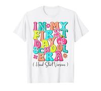 In My First Day Of School Era Retro Head Start Profesor Niños Camiseta