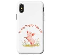 In My Happy Hog Era Cute Pig Positividad Farm Life Design Carcasa para iPhone X/XS