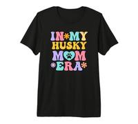In My Husky Mom Era Funny Retro Groovy Husky Dog Dueño Camiseta Premium