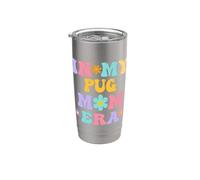 In My Pug Mom Era Divertido Retro Groovy Pug Lindo Dueño de Perro Vaso térmico de acero inoxidable de doble pared