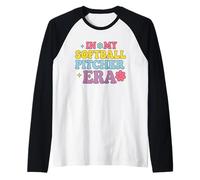 In My Softball Pitcher Era Groovy Fastpitch Gamer Girls Camiseta Manga Raglan