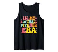 In My Softball Pitcher Era Groovy Fastpitch Softball Gamer Camiseta sin Mangas