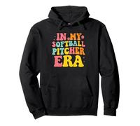 In My Softball Pitcher Era Groovy Fastpitch Softball Gamer Sudadera con Capucha