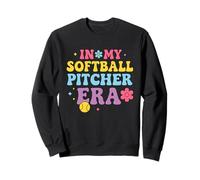 In My Softball Pitcher Era Groovy Fastpitch Softball Girls Sudadera