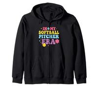 In My Softball Pitcher Era Groovy Fastpitch Softball Girls Sudadera con Capucha