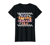 In My Spooky Trucker Era Retro Groovy Halloween Trucker Camiseta gráfica económica, Mujer, Negro, M