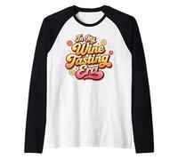 In My Wine Tasting Era Retro Funny Beber Floral Design Camiseta Manga Raglan