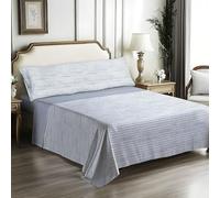 IN NICE Juego de Sabanas 3 Piezas 135x200 - Poliéster Microfibra - Sábana Bajera, Sábana Plana y 1 Funda de Almohada(Cama 135, VEIGA Azul)