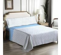 IN NICE Juego de Sabanas 3 Piezas 150x200 - Poliéster Microfibra - Sábana Bajera, Sábana Plana y 1 Funda de Almohada(Cama 150, Sotos Azul)