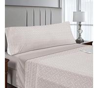 IN NICE Juego de Sabanas 3 Piezas 90x200 - Poliéster Microfibra - Sábana Bajera, Sábana Plana y 1 Funda de Almohada(Cama 90, OSORNO Beige)