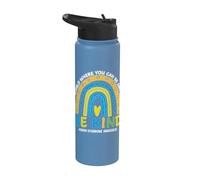 In October We Wear Blue Yellow Down Syndrome Awareness Stainless Steel Insulated Water Bottle