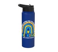 In October We Wear Blue Yellow Down Syndrome Awareness Stainless Steel Insulated Water Bottle