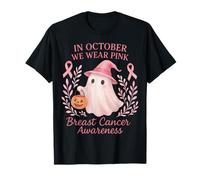 In October We Wear Pink Breast Cancer Ghost Halloween Camiseta