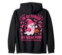 In October We Wear Pink Breast Cancer Ghost Halloween Sudadera con Capucha