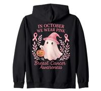 In October We Wear Pink Breast Cancer Ghost Halloween Sudadera con Capucha