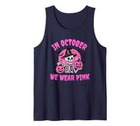 In October We Wear Pink Breast Cancer Skeleton Halloween Camiseta sin Mangas
