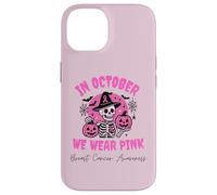 In October We Wear Pink Breast Cancer Skeleton Halloween Carcasa para iPhone 14