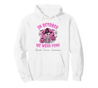 In October We Wear Pink Breast Cancer Skeleton Halloween Sudadera con Capucha