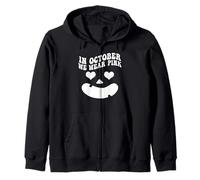 In October We Wear Pink, Pumpkin Face Groovy Breast Cancer Sudadera con Capucha