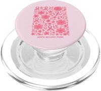 In October We Wear Pink Retro Flowers and Ribbons PopSockets PopGrip para MagSafe