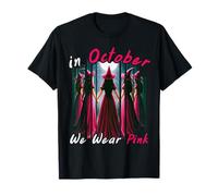 In October We Wear Pink Witch Halloween Breast Cancer Camiseta