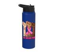 In October We Wear Pink Witch Halloween Breast Cancer Stainless Steel Insulated Water Bottle