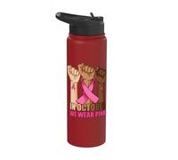 In October We Wear Pink Witch Halloween Breast Cancer Stainless Steel Insulated Water Bottle
