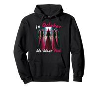 In October We Wear Pink Witch Halloween Breast Cancer Sudadera con Capucha