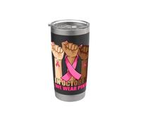 In October We Wear Pink Witch Halloween Breast Cancer Vaso térmico de acero inoxidable de doble pared