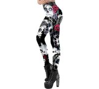 In One Clothing - Leggings de mujer para deporte, fitness, exterior y ropa de salón, súper elásticos y con cintura alta para un ajuste cómodo y sin arrugas, Día de los Muertos 01, XXL