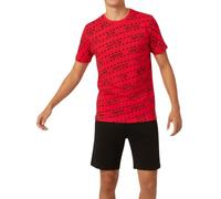 In One Clothing - Pijama corto para niño, jersey sencillo suave de 100 % algodón, con estampado y bermudas - con motivo Danger, en rojo/negro - talla 176, Rojo/Negro - Keep Out, 176