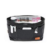 iN. Organizador de bolso con cremallera de tela de nailon para mujer, bolsos y bolsa de mano, negro, mediano: 15.7 pulgadas (parte superior)/12.2 pulgadas (parte inferior) largo x 4.7 pulgadas ancho x