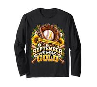 In September We Wear Gold Baseball Childhood Cancer Awarenes Manga Larga