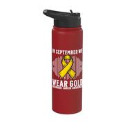 In September We Wear Gold Childhood Cancer Awareness Gifts Stainless Steel Insulated Water Bottle