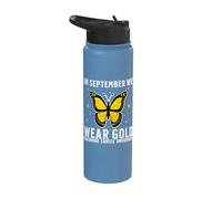 In September We Wear Gold Childhood Cancer Awareness Kids Stainless Steel Insulated Water Bottle