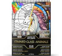 In Textu Libro de Colorear para Adultos Vitrales Animales, Papel 200 g/m²