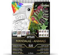 In Textu - Mandalas - Animales - Libro para Colorear para Adultos con Ejemplos Coloreados Inspiradores - Papel Premium 200 g/m² - Encuadernación en Espiral Fina - Cuaderno de Colorear Relajante